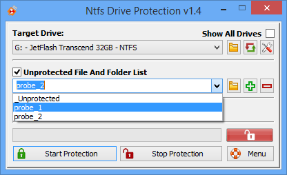 โปรแกรมป้องกันไวรัสจากแฟลชไดร์ฟ NTFS Drive Protection