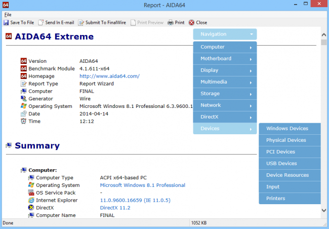 โปรแกรมทดสอบฮาร์ดแวร์ AIDA64 Extreme Edition