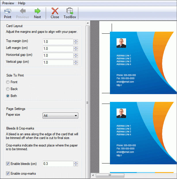 โปรแกรมออกแบบนามบัตร Business Card Software