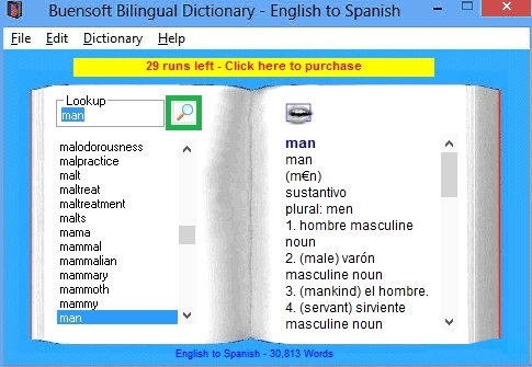 ดิกชันนารี่ภาษาอังกฤษ-สเปน Buensoft Bilingual Dictionary