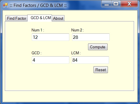โปรแกรมหาตัวประกอบ หรม ครน Find Factors Calculator GCD & LCM