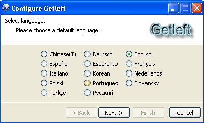 โปรแกรมโหลดเว็บไซต์ Getleft