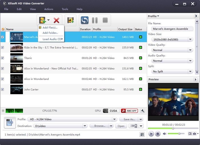 โปรแกรมแปลงไฟล์วิดีโอ Xilisoft HD Video Converter