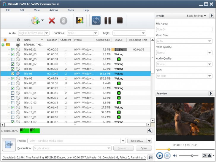 โปรแกรมแปลงไฟล์ Xilisoft DVD to WMV Converter