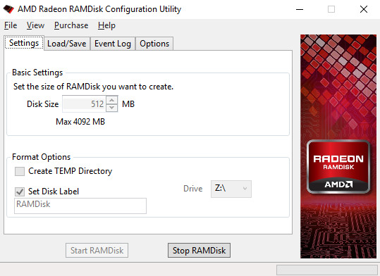 โปรแกรมทำ RamDisk เก็บข้อมูลบนแรม AMD Radeon RAMDisk