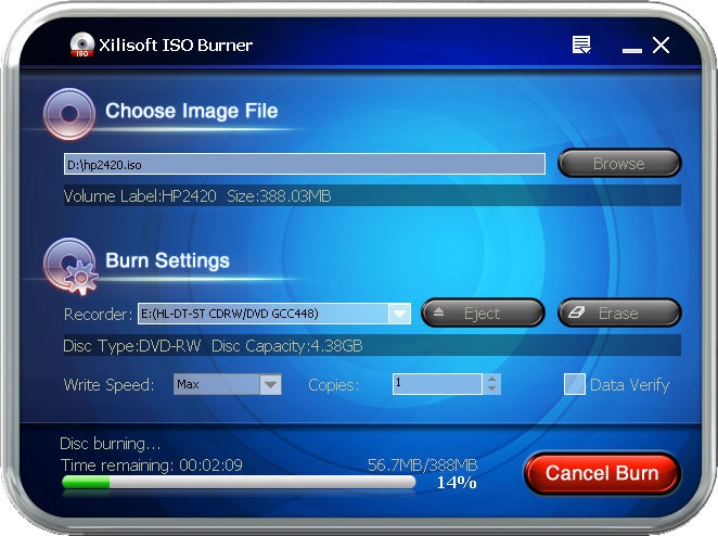 โปรแกรมไรท์ไฟล์อิมเมจ Xilisoft ISO Burner