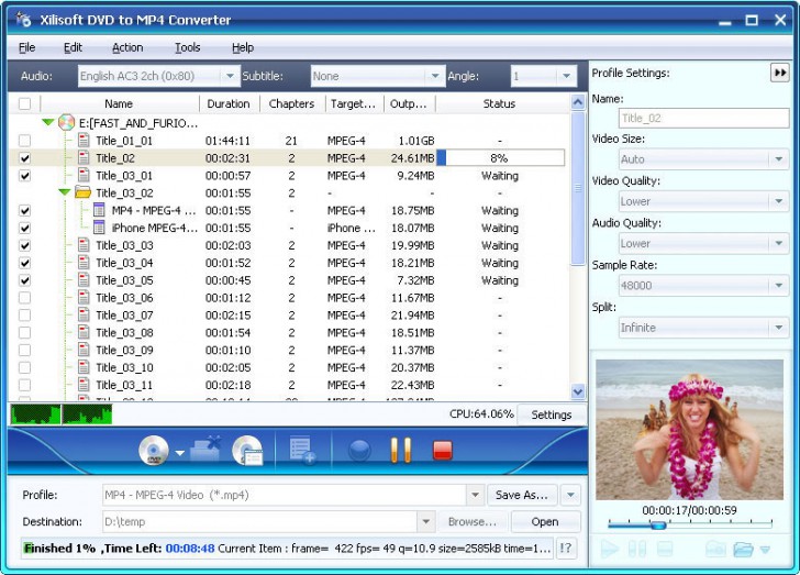 โปรแกรมแปลงไฟล์ Xilisoft DVD to iPod Suite