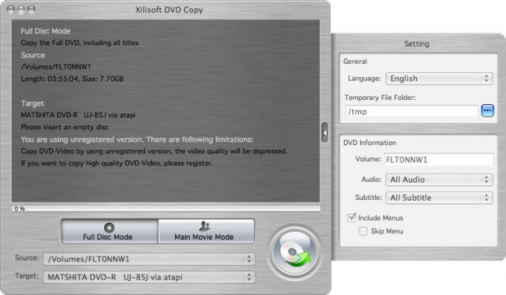 โปรแกรมเครื่องมือ Xilisoft Mac DVD Toolkit