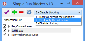 โปรแกรมบล็อกโปรแกรม Simple Run Blocker