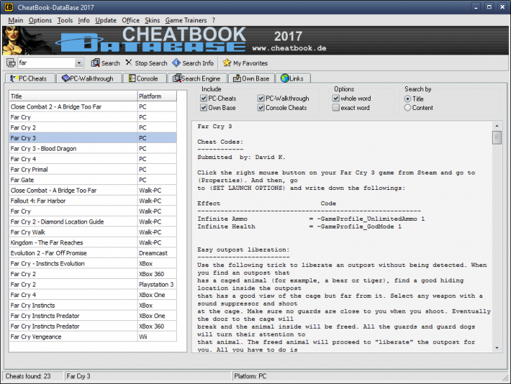 โปรแกรมรวมสูตรเกมส์ CheatBook DataBase
