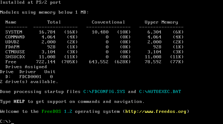 FreeDOS (โปรแกรม FreeDOS จำลอง ระบบปฏิบัติการ DOS ฟรี)