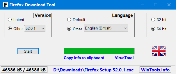 Firefox Download Tool (ดาวน์โหลดเบราว์เซอร์ Firefox เวอร์ชันเก่าๆ ภาษาอื่นๆ)
