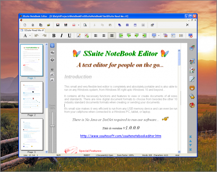  โปรแกรมแก้ไขข้อความ SSuite NoteBook Editor