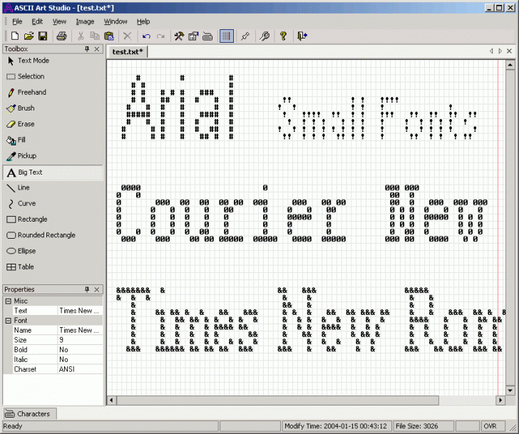 โปรแกรมวาดรูป แปลงรูป ASCII Art Studio
