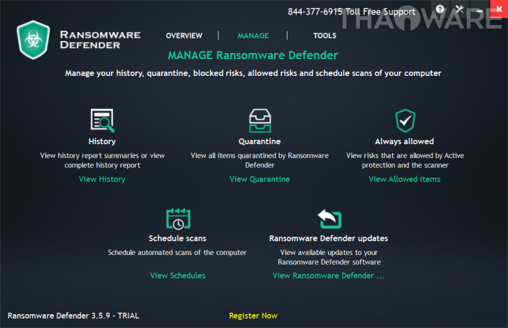 โปรแกรมป้องกันมัลแวร์เรียกค่าไถ่ Ransomware Defender