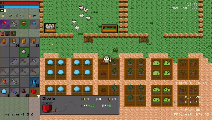 เกมส์ทำฟาร์ม ปลูกผัก ล่าสัตว์ ผจญภัย Pixelian 