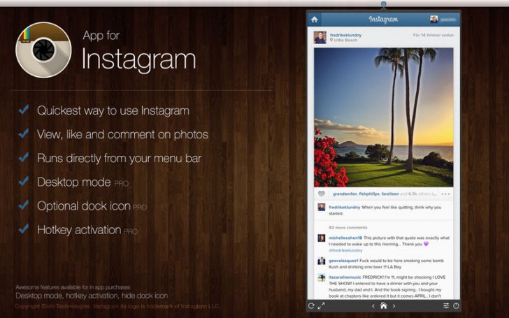 โปรแกรมเล่นอินสตาแกรม App for Instagram