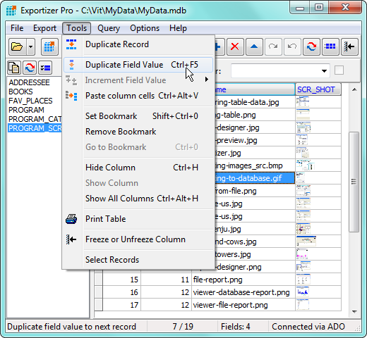 โปรแกรมแปลงไฟล์ Database Exportizer