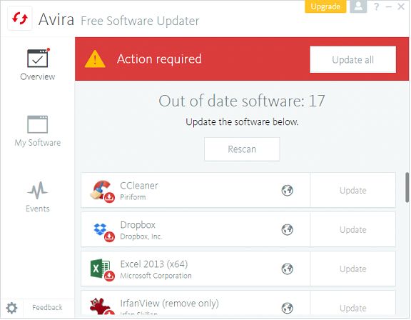 โปรแกรมอัพเดทโปรแกรม Avira Software Updater