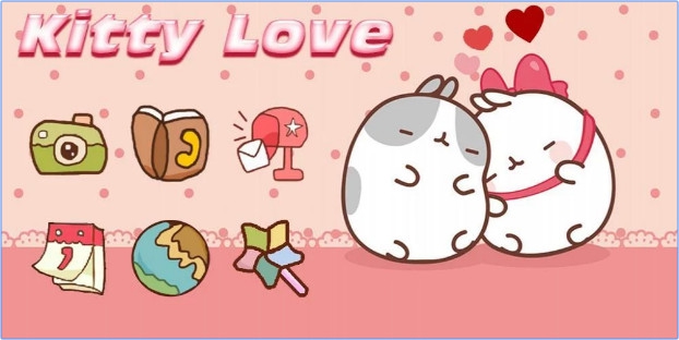 App ธีมน้องแมวน่ารัก Cute Kitty Love Theme