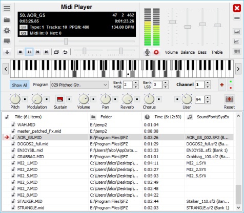 โปรแกรมเล่นเสียง MIDI ฟรี Soundfont Midi Player