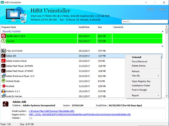 โปรแกรมลบโปรแกรม HiBit Uninstaller