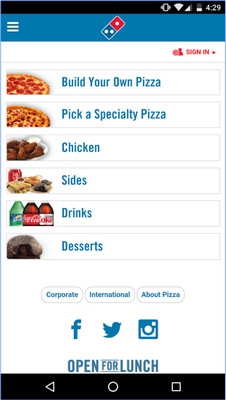 App สั่งพิซซ่า Domino Pizza Asia Pacific