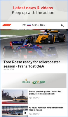 App ติดตามรายการแข่งขันรถสูตรหนึ่ง Official F1
