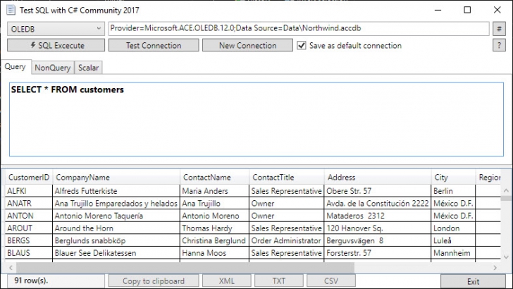 โปรแกรมทดสอบคำสั่ง SQL ฟรี Test SQL with C# Community 2017