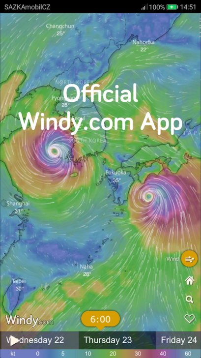 App พยากรณ์อากาศ ติอตามพายุ Windy