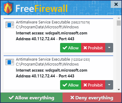 โปรแกรมไฟร์วอลล์ Evorim Free Firewall