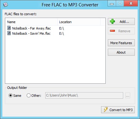 โปรแกรมแปลงไฟล์เสียง Free FLAC to MP3 Converter