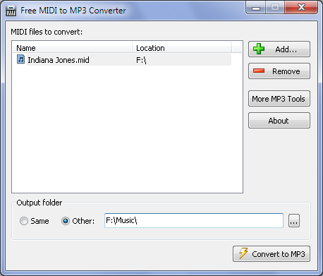 โปรแกรมแปลงไฟล์เสียง Free MIDI to MP3 Converter