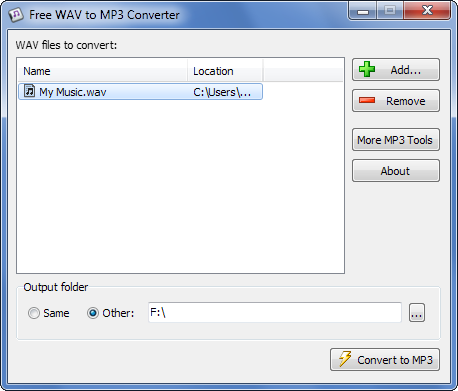 โปรแกรมแปลงไฟล์เสียง Free WAV to MP3 Converter