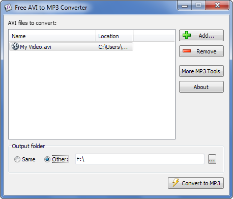 โปรแกรมแปลงไฟล์ Free AVI to MP3 Converter