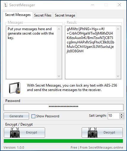 โปรแกรมเข้ารหัสข้อความ เข้ารหัสไฟล์ เข้ารหัสรูปภาพ Secret Massager