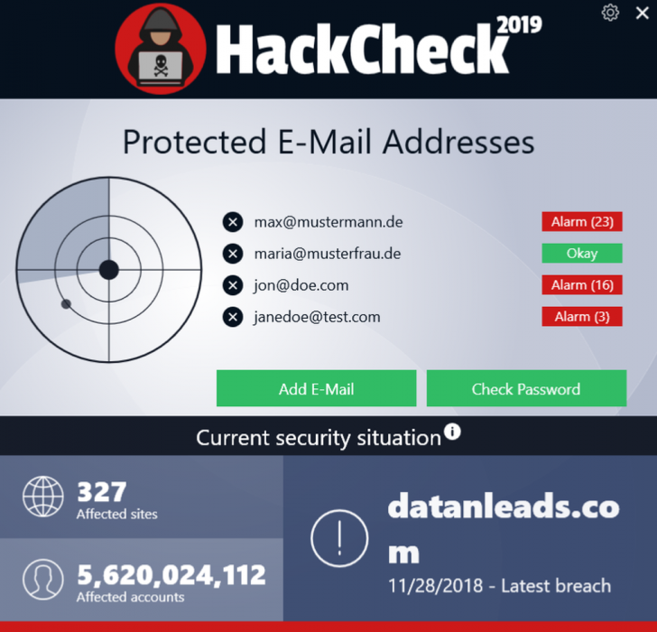 โปรแกรมตรวจสอบอีเมลว่าโดน Hack หรือไม่  HackCheck 