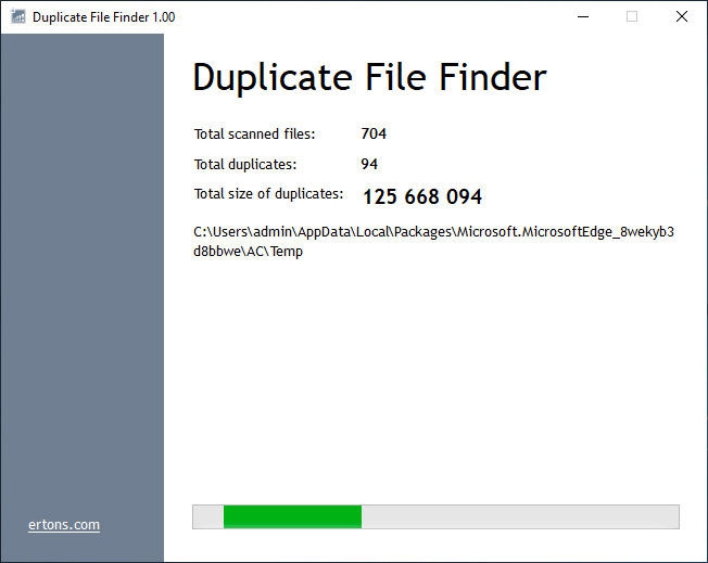 โปรแกรมหาไฟล์ซ้ำ Ertons Duplicate File Finder