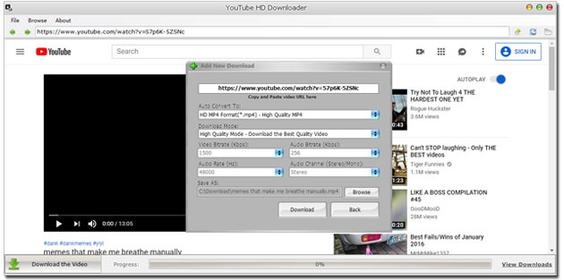 โปรแกรมช่วยดาวน์โหลดคลิปวิดีโอ YouTube HD Downloader