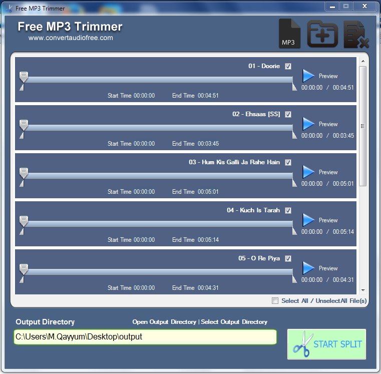 Free Mp3 Trimmer (โปรแกรมตัดเพลง ตัดเสียง Mp3 ที่ตัดพร้อมกันได้หลายไฟล์)