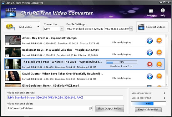 โปรแกรมแปลงไฟล์วิดีโอ ChrisPC Free Video Converter