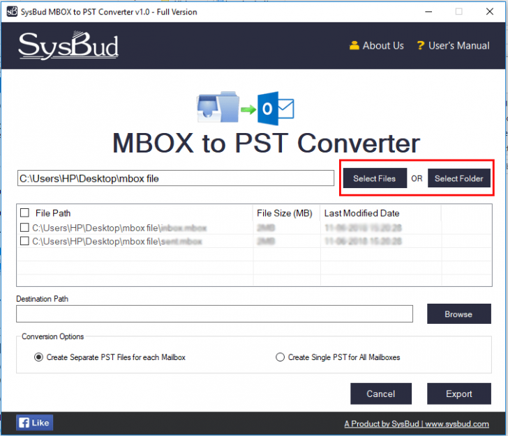 โปรแกรมแปลงไฟล์ SysBud MBOX to PST Converter