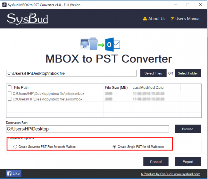 โปรแกรมแปลงไฟล์ SysBud MBOX to PST Converter