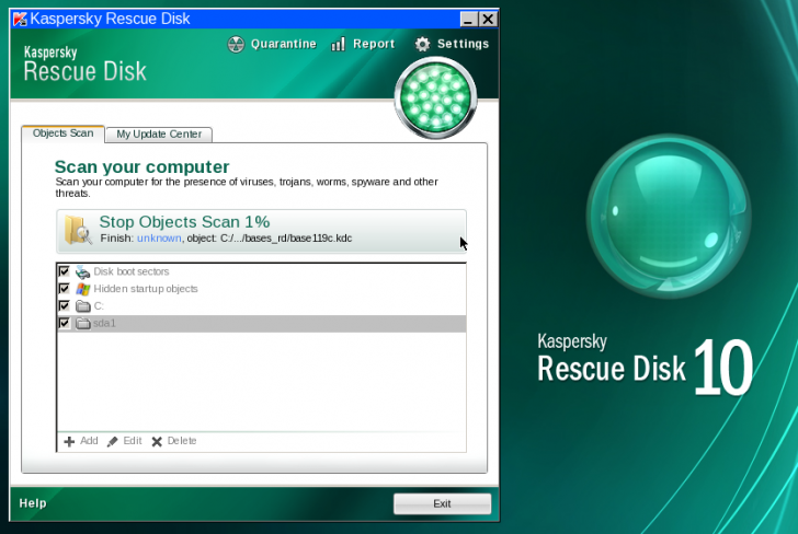 โปรแกรมสแกนไวรัส Kaspersky Rescue Disk 