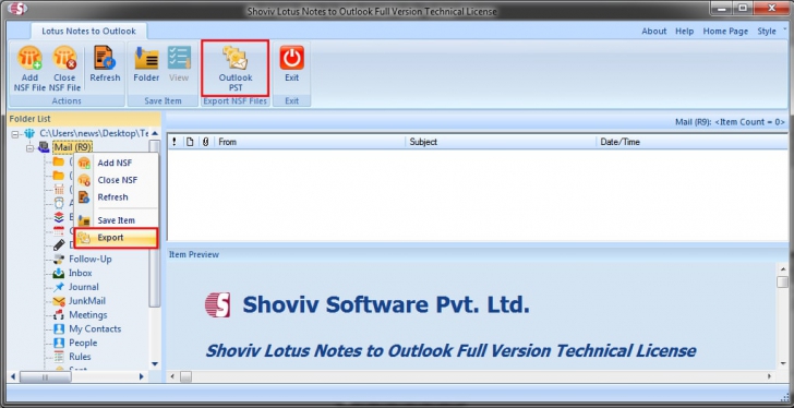 โปรแกรมแปลงไฟล์อีเมล Shoviv Lotus Notes to Outlook Converter 