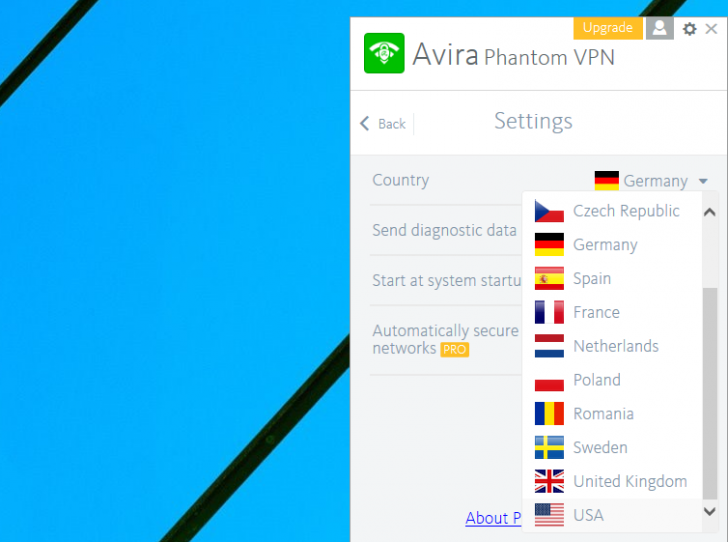 โปรแกรมเชื่อมต่อ VPN บน PC ฟรี Avira Phantom VPN Free 
