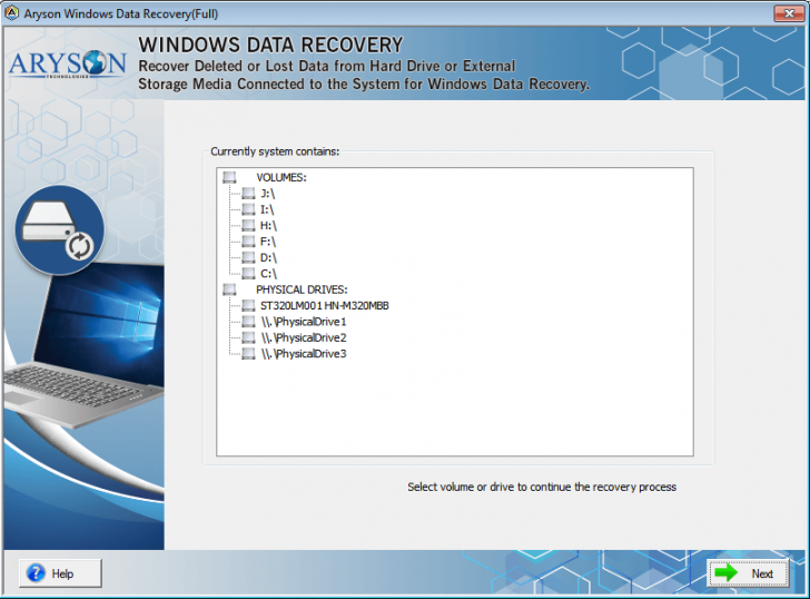  โปรแกรมกู้ข้อมูล กู้ไฟล์ที่ถูกลบไปแล้ว Aryson Windows Data Recovery 