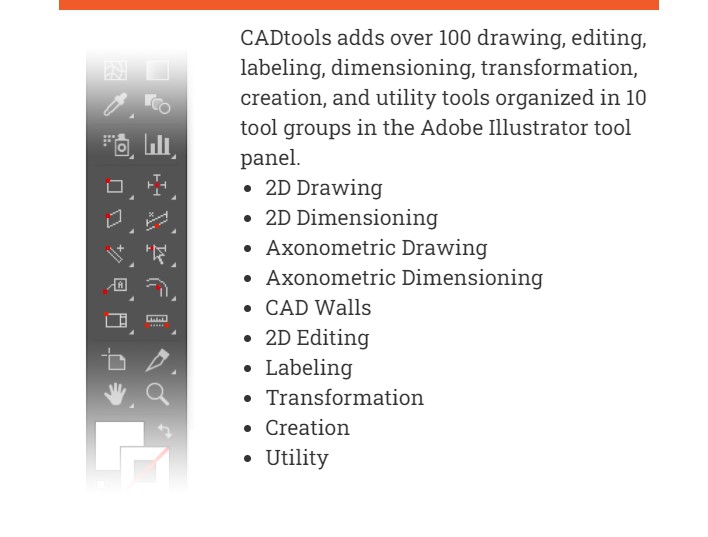CADtools (โปรแกรมปลั๊กอินเสริมสำหรับงานออกแบบวิศวกรรมด้วย Adobe Illustrator)
