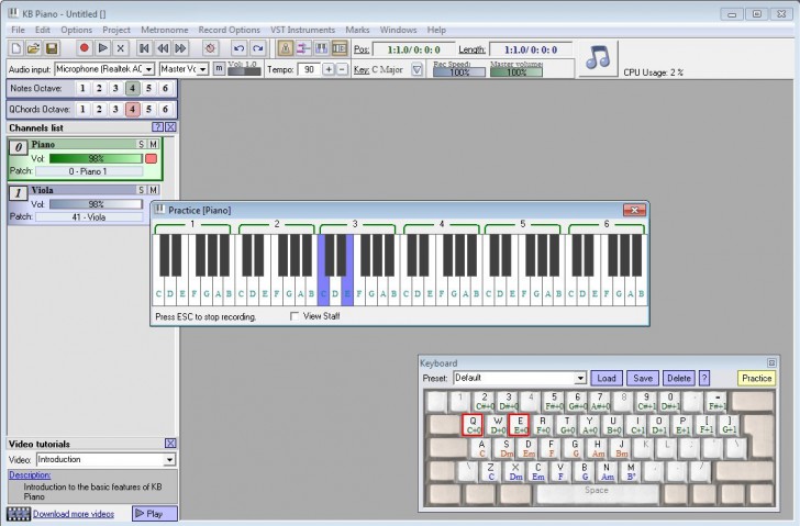 โปรแกรมเล่นเปียโนบนคอมพิวเตอร์ KB Piano